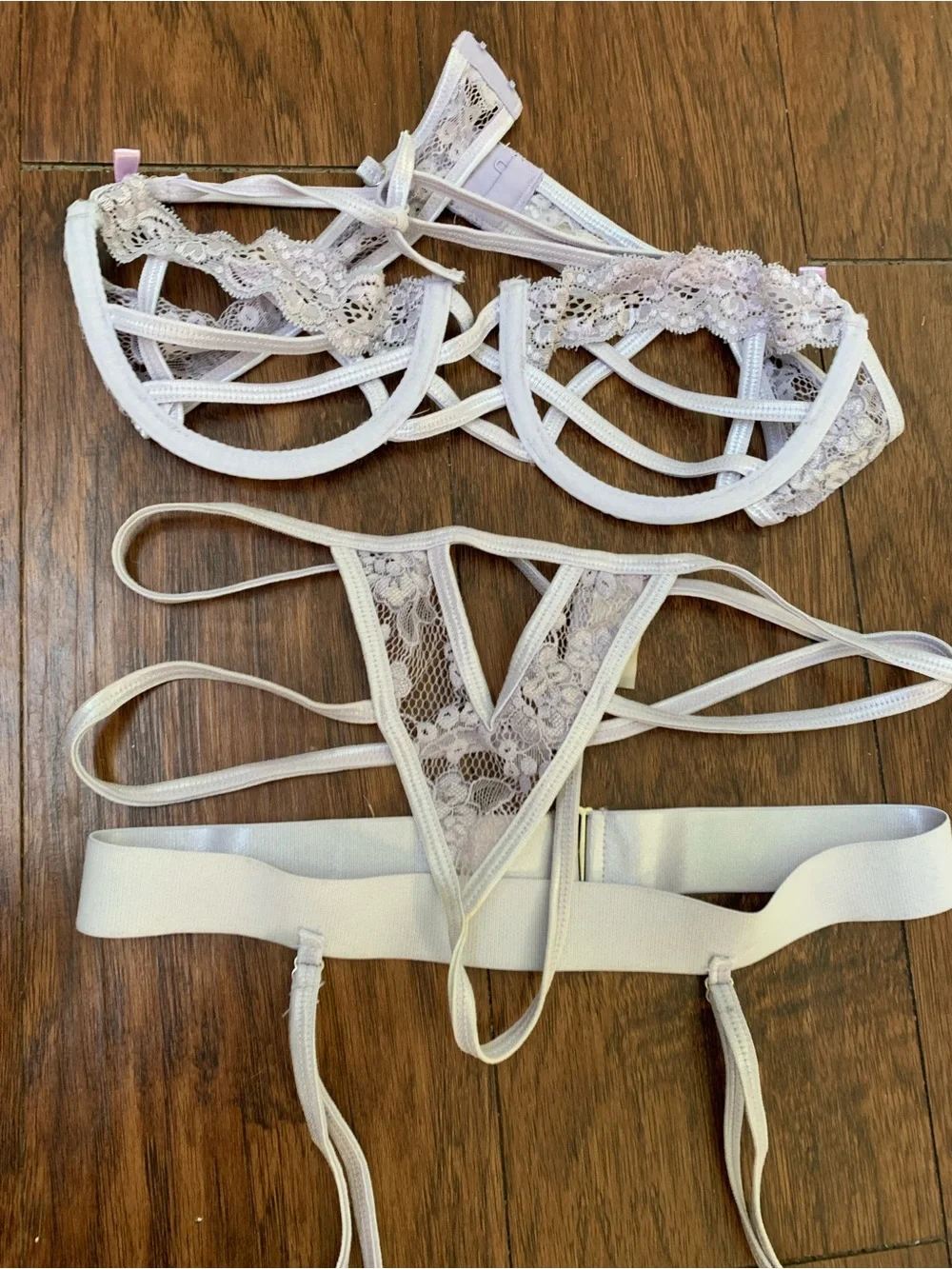 Lavender Lace Strappy Lingerie Set - Women Intimates